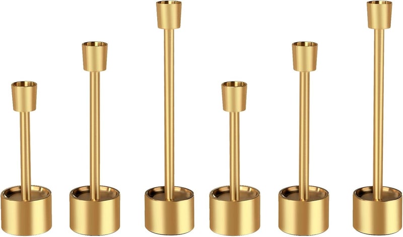 YUMORE Gold Metal Taper Candle Holders Set - Image 3